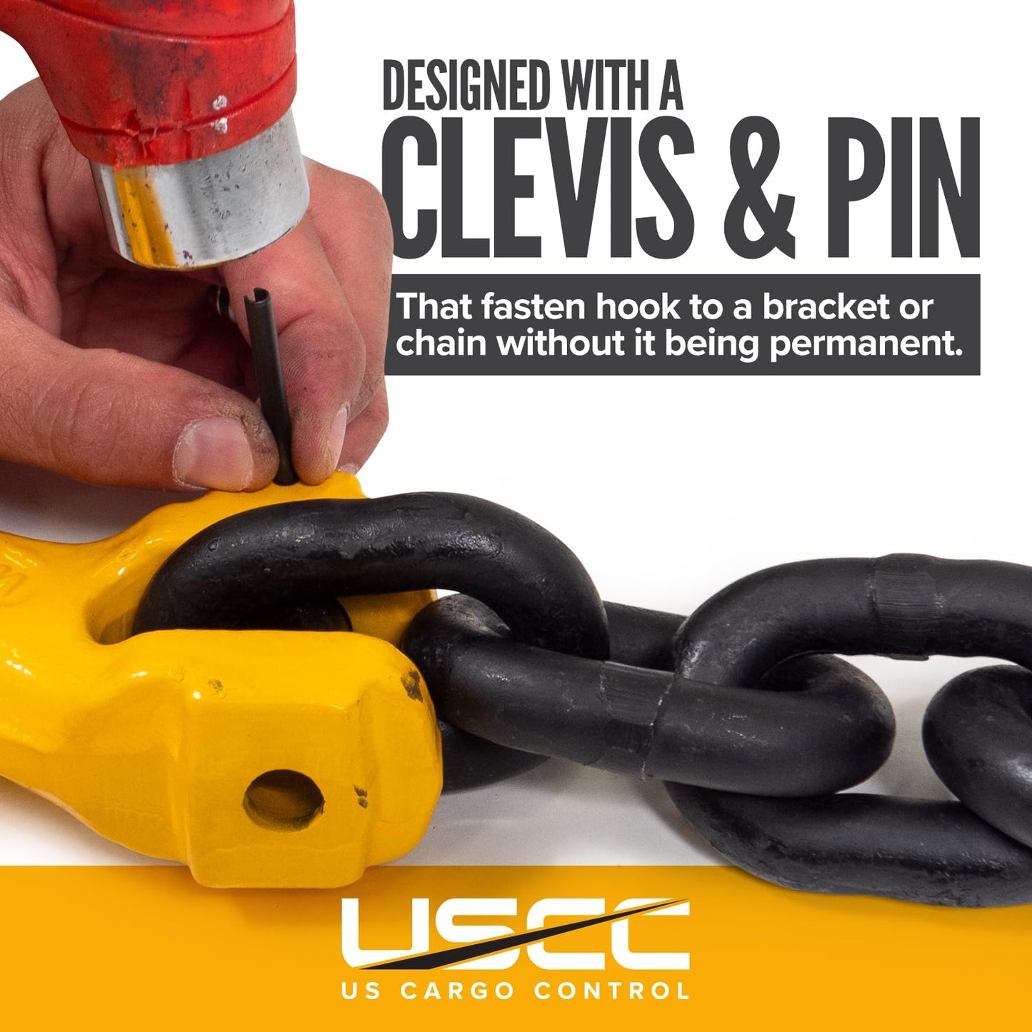 US Cargo Control 5/8 Inch Clevis Grab Hooks (2-Pack), G80 Chain Hooks, 18,100 LBS Working Load Limit, Chain Clevis Hooks for Lifting, Hauling, Towing, Trailers, & Chain Binders