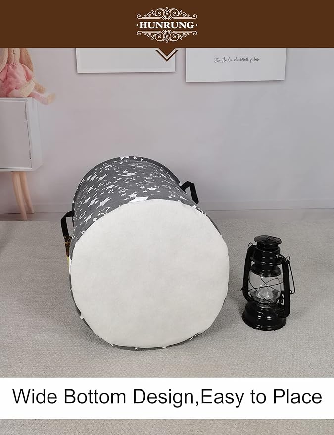 HUNRUNG Laundry Hamper, Large Canvas Fabric Lightweight Storage Basket Toy