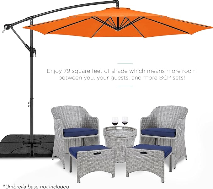 Best Choice Products 10ft Offset Cantilever Hanging Market Patio Umbrella, 8 Sturdy Ribs, Easy Adjustment - Orange