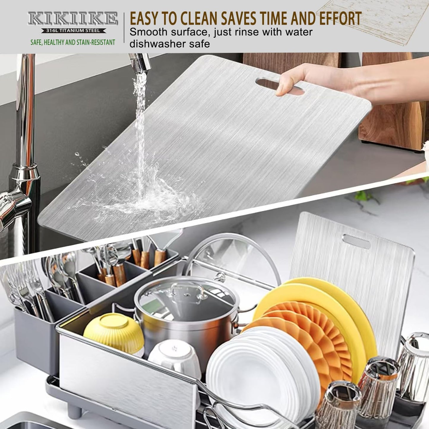 Titanium Cutting Board 2025 New Upgrade 100% Pure Titanium Cutting Boards for Kitchen - Double-Sided Food-Grade Chopping Board Non-Stick Durable and easy to clean (15.3 x 11 in)
