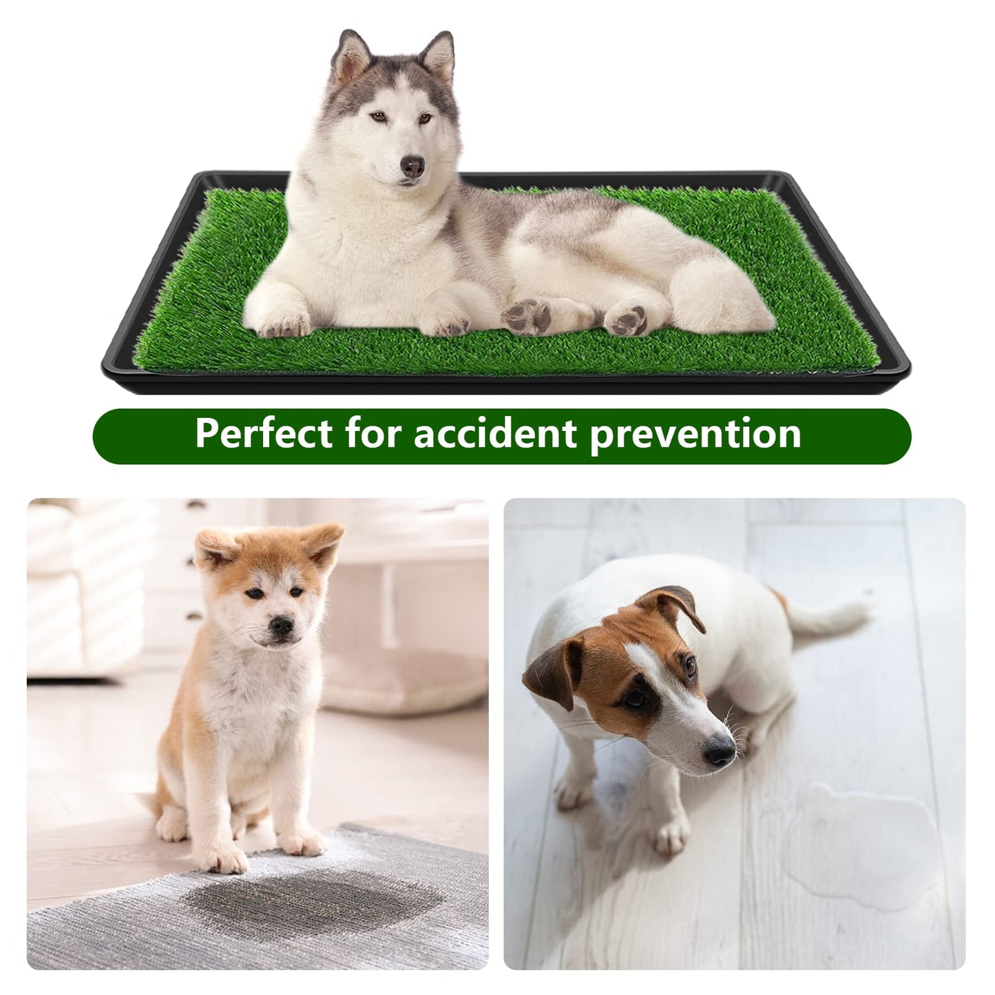 Embellbatt 60 * 90CM Dog Grass Pad with Tray, Dog Potty Grass for Puppy Training, Artificial Fake Grass for Dogs to Pee on Indoor Outdoor Dog Training Floor Protection Trays