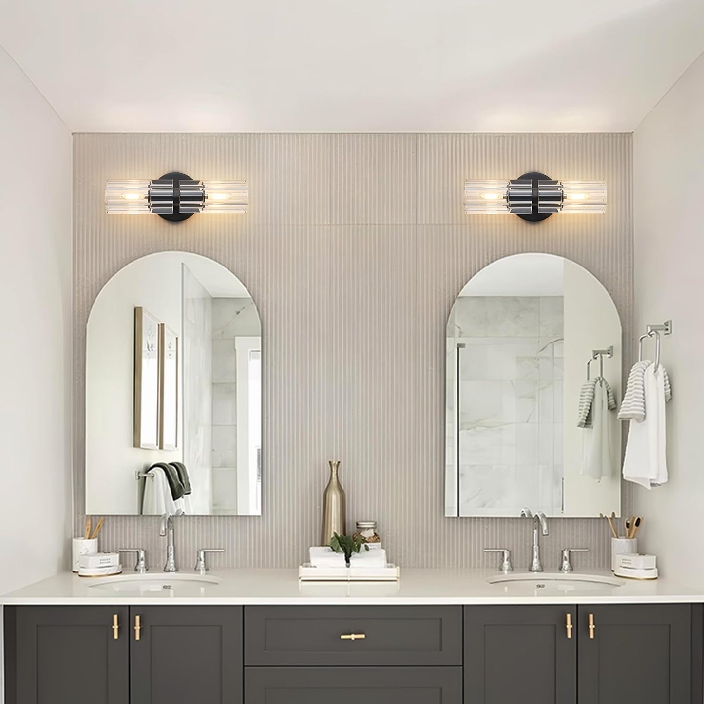 SHEKAITAO Crystal Wall Sconces Set of Two, 13" Modern Brass Sconces Lighting with K9 Crystal Lampshade,Indoor Wall Sconce Bedroom Wall Light Fixtures for Living Room Bathroom Hallway Stairs Entryway
