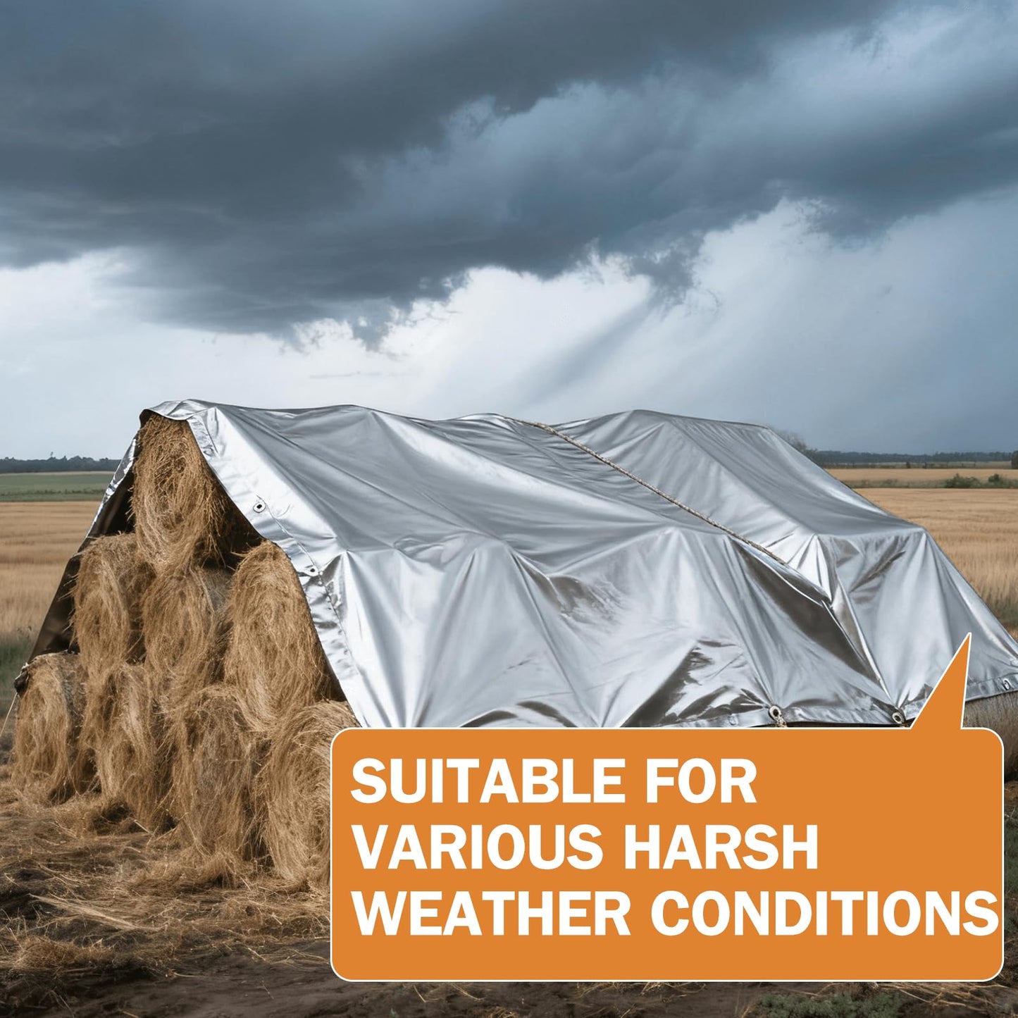 EEATUZTL 24x30FT Tarps Heavy Duty Waterproof, 12 Mil Silver Heavy Duty Tarps with Grommets Reinforced Edges, UV Resistant, Tear&Fade Resistant, Large Covers for Patio Camping Roof Outdoors