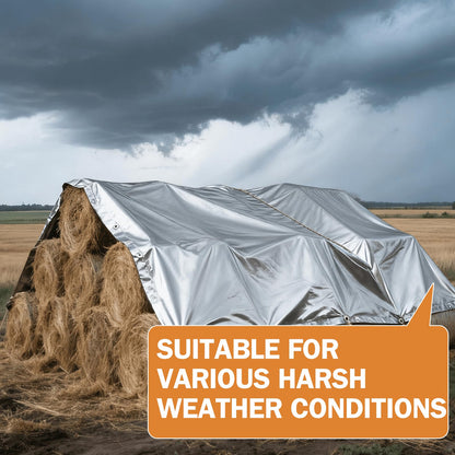 EEATUZTL 24x30FT Tarps Heavy Duty Waterproof, 12 Mil Silver Heavy Duty Tarps with Grommets Reinforced Edges, UV Resistant, Tear&Fade Resistant, Large Covers for Patio Camping Roof Outdoors