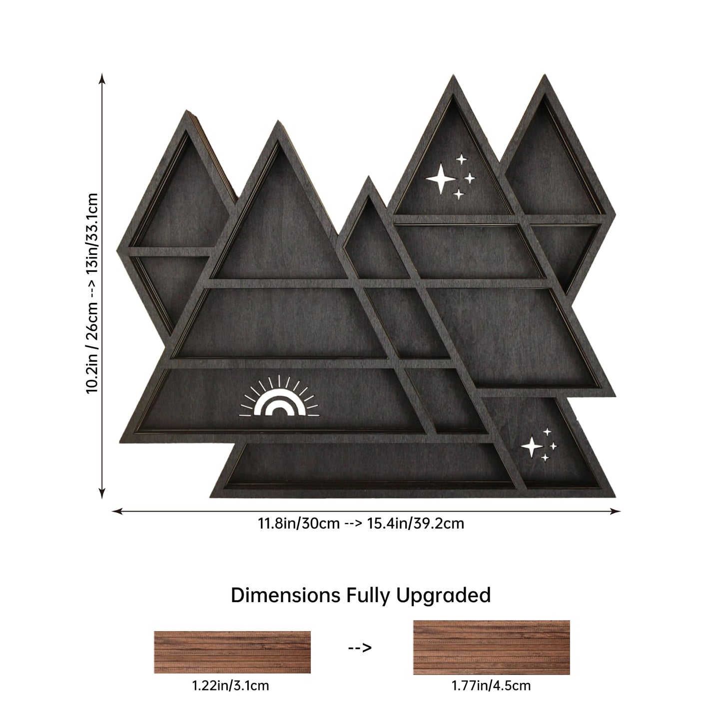 Triangle Mountain Crystal Shelf Display for Wall, Rock Gem Healing Stone Collections Display Shelf, Crystal Holder Trinket Organizer Knick Knack Shelf, Witchy Decor Gift for Women - 2025 UPGRADED