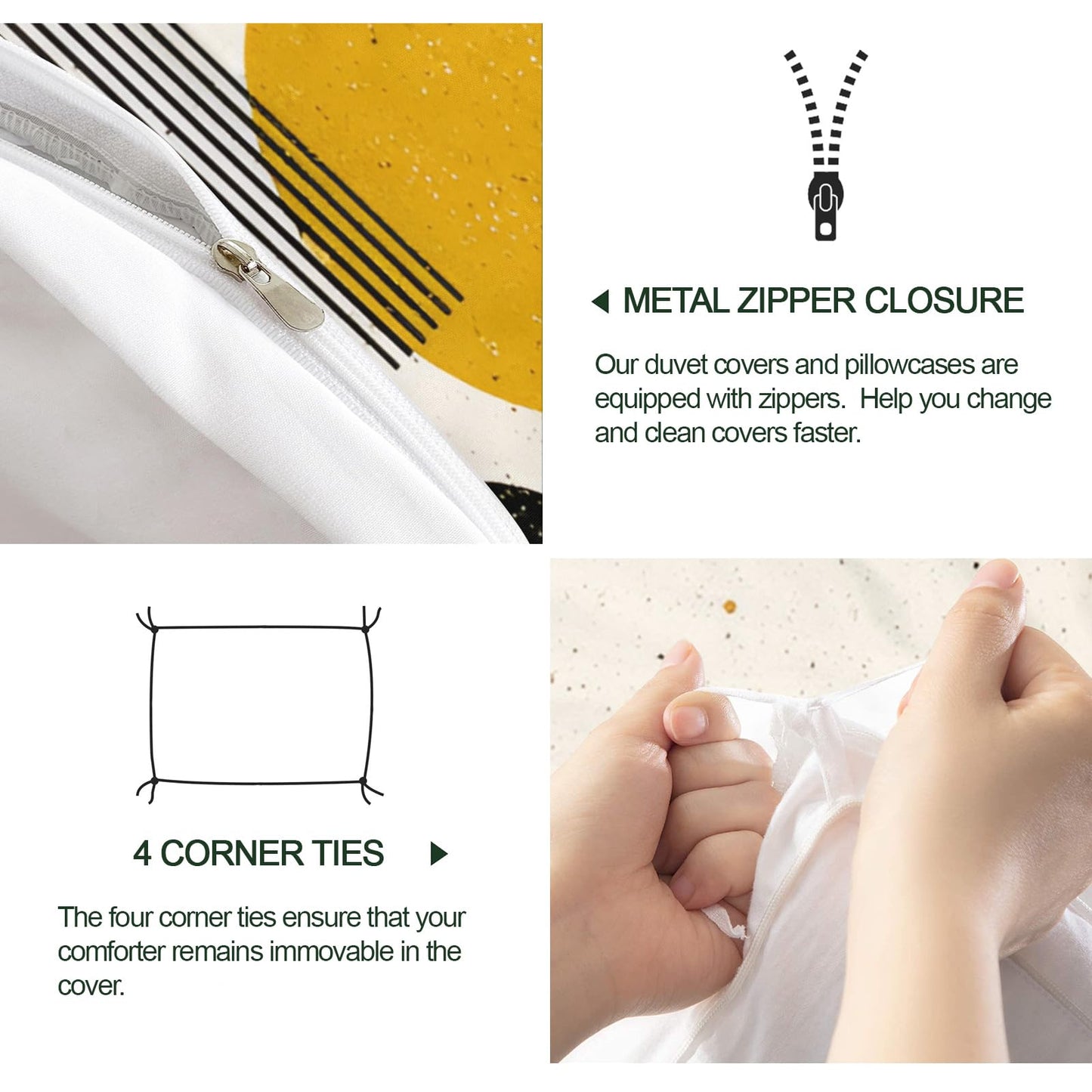 QINYUN Middle Ages Abstract Duvet Cover Queen Size, Retro Beige Bedding Set 3 Piece Bedroom Decor Modern Minimalism Patterned Comforter Cover with Zipper Ties & 2 Pillowcases