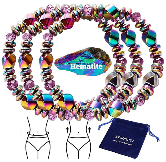 STCORPS7 Magnetic Bracelet Arthritis, Energy Healthy Jewelry, Therapy for Sleep, Crystal Bracelets Bring Luck, Prosperity and Happiness (3Pcs Colorful), 9.4 inch