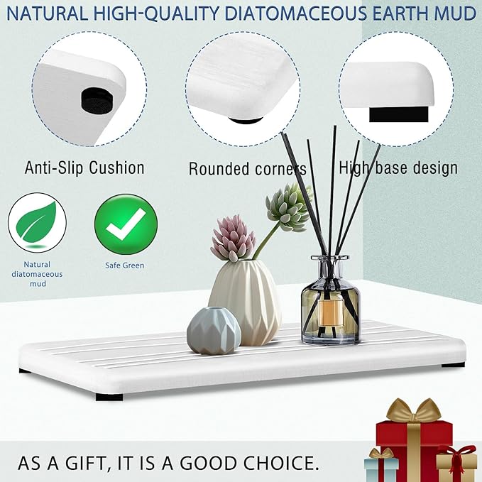 2PCS Water Absorbing Stone Tray, Fast Drying Stone Sink Tray, Water Absorbent