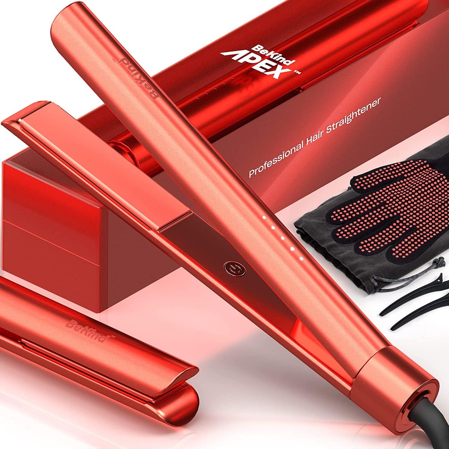 Bekind Apex 2-in-1 Hair Straightener Flat Iron | 1“ 460°F Straightener & Curler for All Hairstyles | UltraSmooth Tech | 15s Fast Heating & Temp Memory | Gift Set for Girls Women (Crystal Blue)