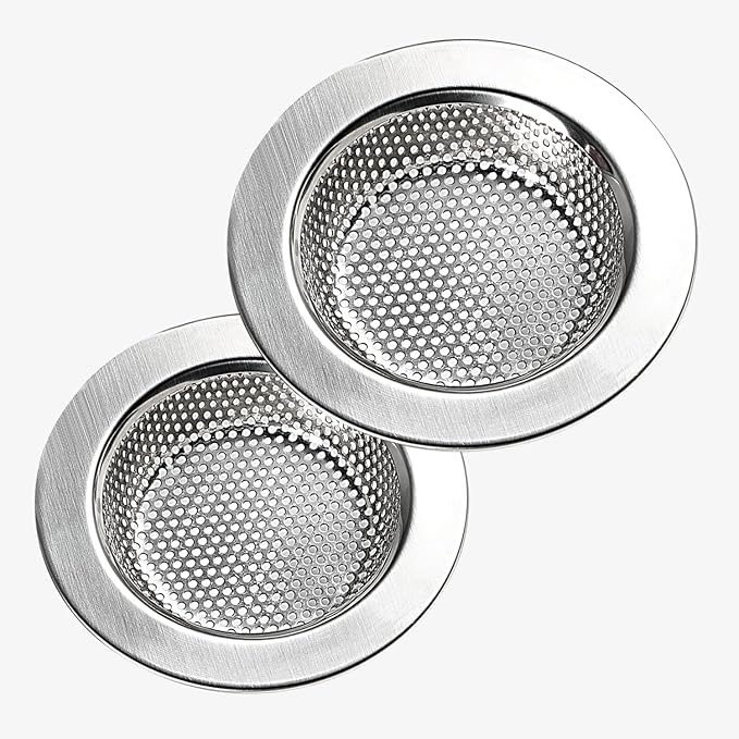 2PC Kitchen Sink Drain Strainer Stainless Steel