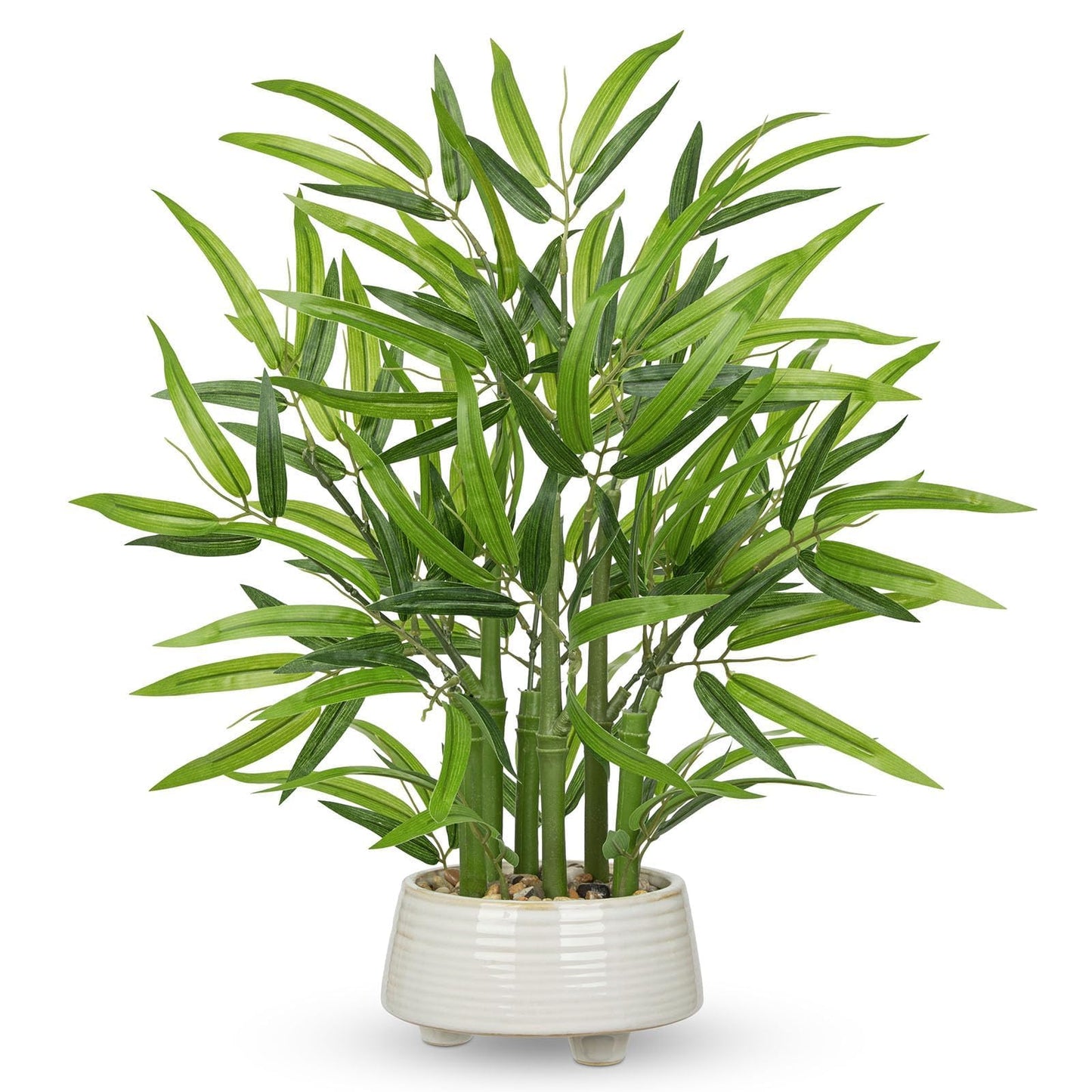 GnFlus Artificial Bamboo in White Ceramic Potted Fake Bamboo Plant-Faux Tree in Pot for Farmhouse Home Living Room Desk Indoor Outdoor Decor