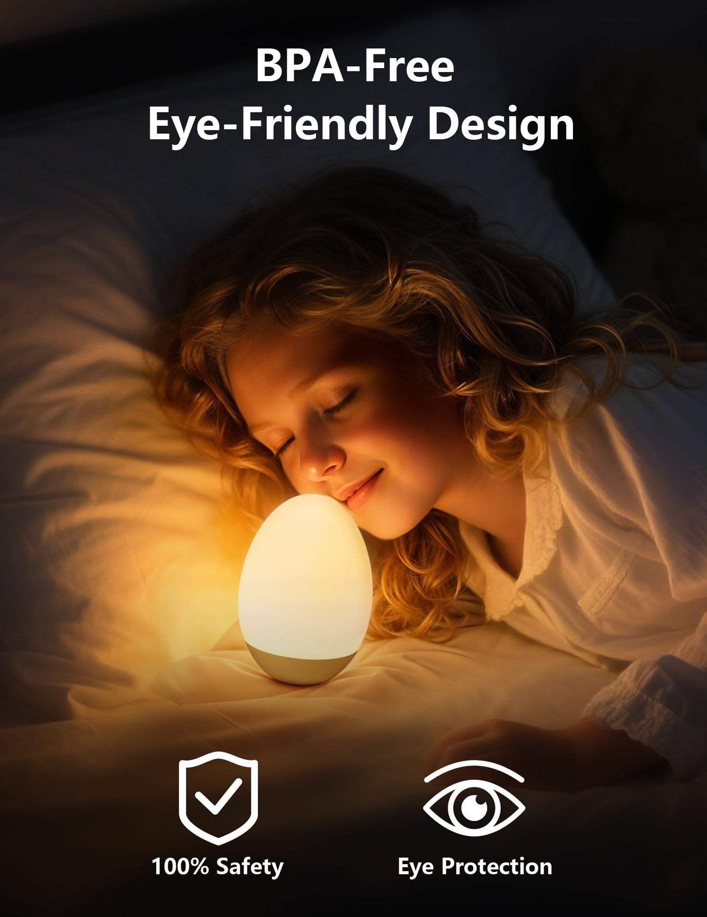 NICKLUC Egg Night Light for Nursery: Baby Night Lights Tap Lamp Stepless Dimming with Warm White and 7 RGB Colors Rechargeable Portable for Infant and Kids Bedroom Breastfeeding Sleep Aid