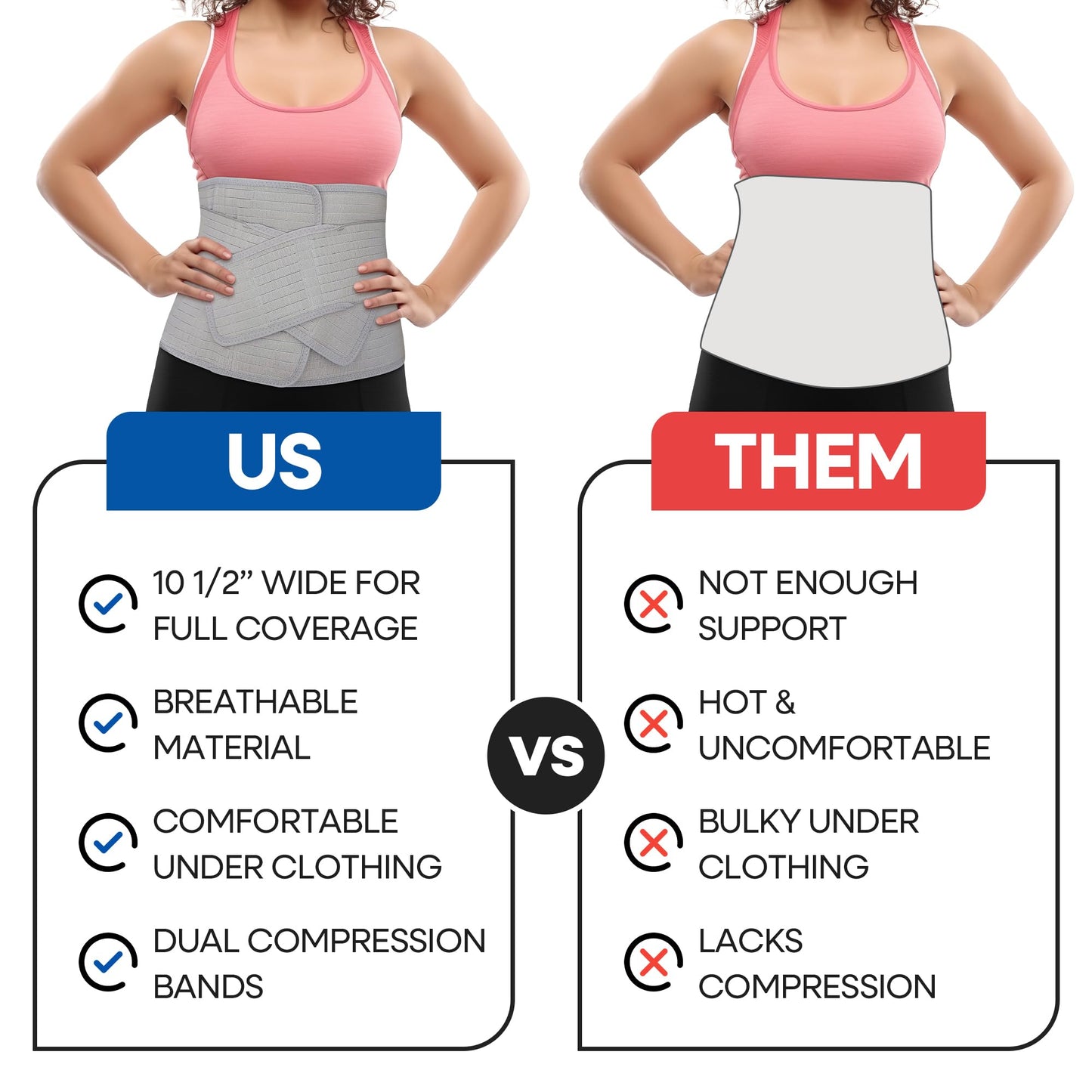 Abdominal Binder Post Surgery Tummy Tuck - Postpartum Belly Band Wrap | Post C Section Belly Binder Recovery | Stomach Compression Hernia Belt For Men & Women After Pregnancy, Hysterectomy L/XL