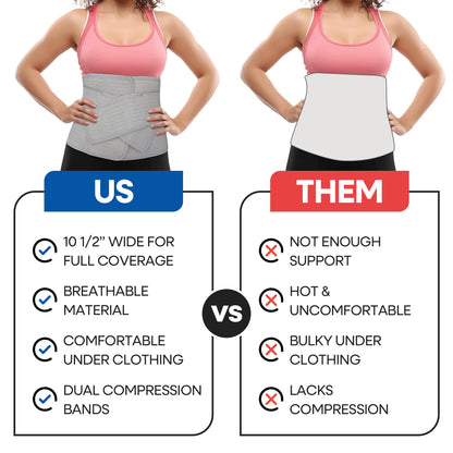 Abdominal Binder Post Surgery Tummy Tuck - Postpartum Belly Band Wrap | Post C Section Belly Binder Recovery | Stomach Compression Hernia Belt For Men & Women After Pregnancy, Hysterectomy L/XL