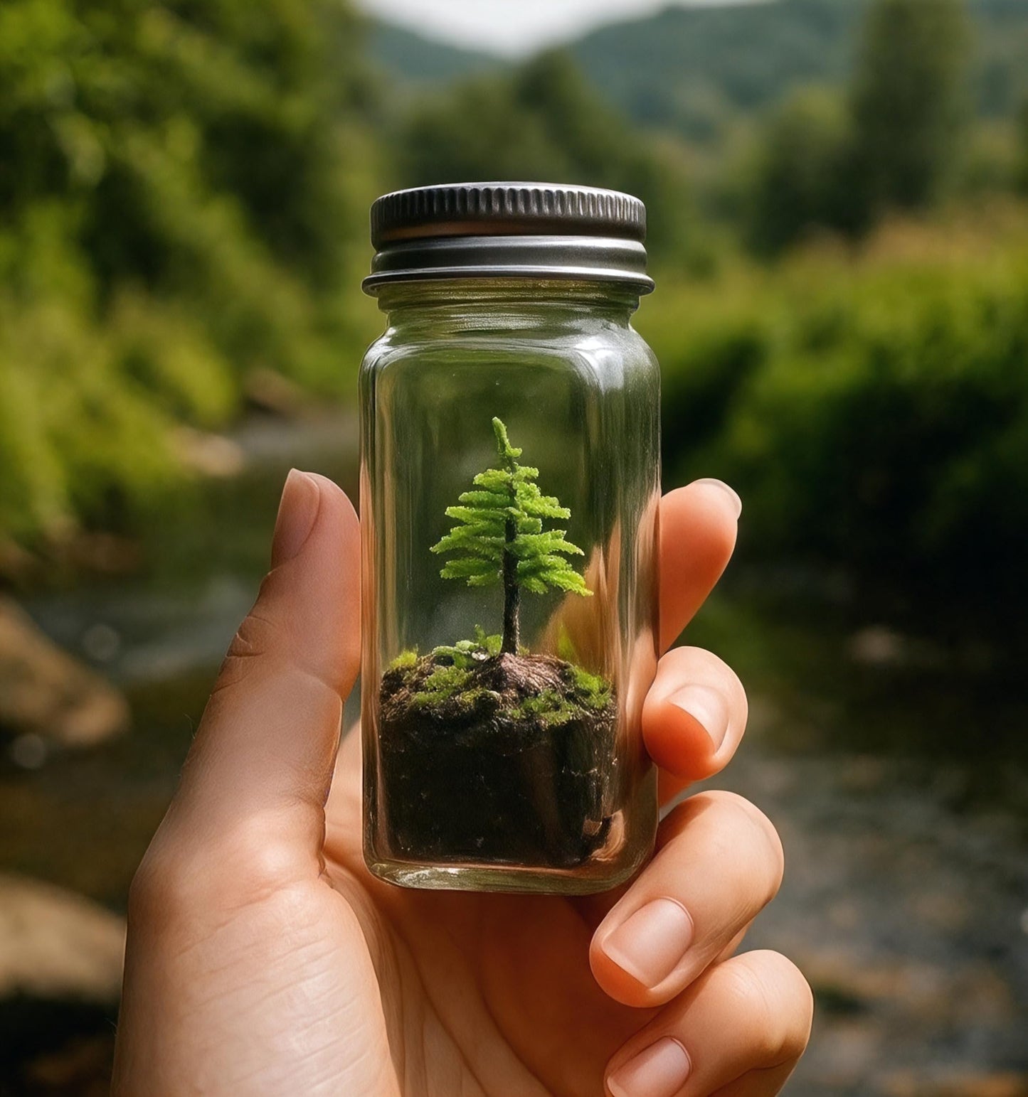 Live Little Tree Terrarium Kit, Self-Sustaining DIY Tree Moss Terrarium, Indoor Low Maintenance, Home and Office Décor (DIY Kit)