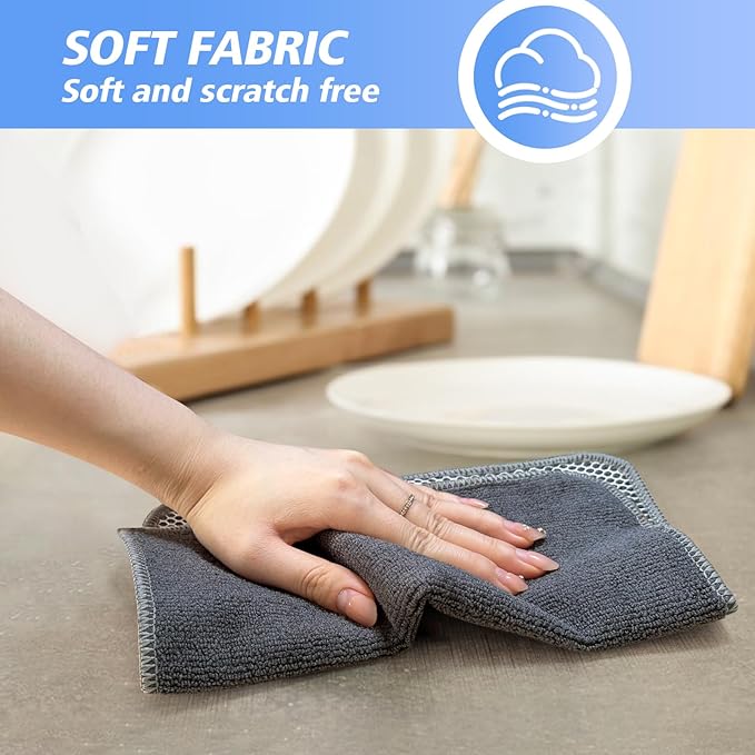 KinHwa Kitchen Washcloths for Dishes Absorbent Microfiber Dish Cloths Quick Dry