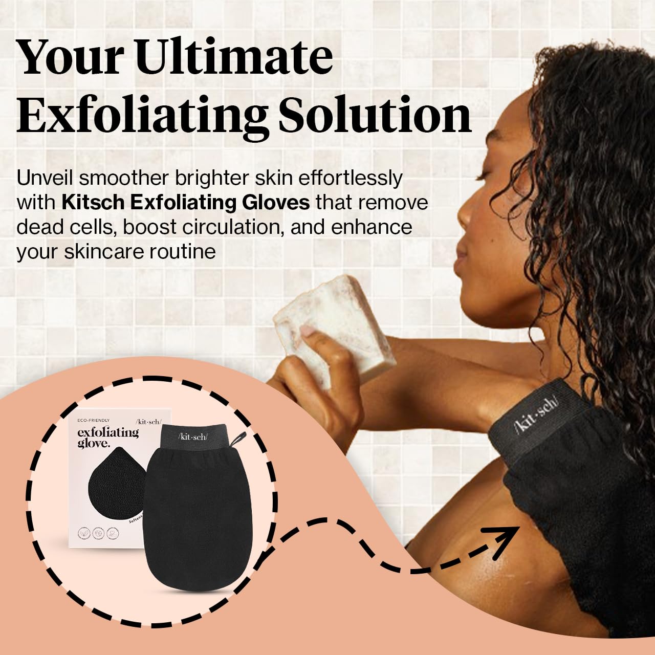 Kitsch Exfoliating Glove – Korean Exfoliating Mitt & Deep Exfoliating Body Scrubber for Shower, Bath | Body Exfoliator, Dead Skin Remover | Skin Care for Smooth, Renewed Skin - 1pc, Leopard