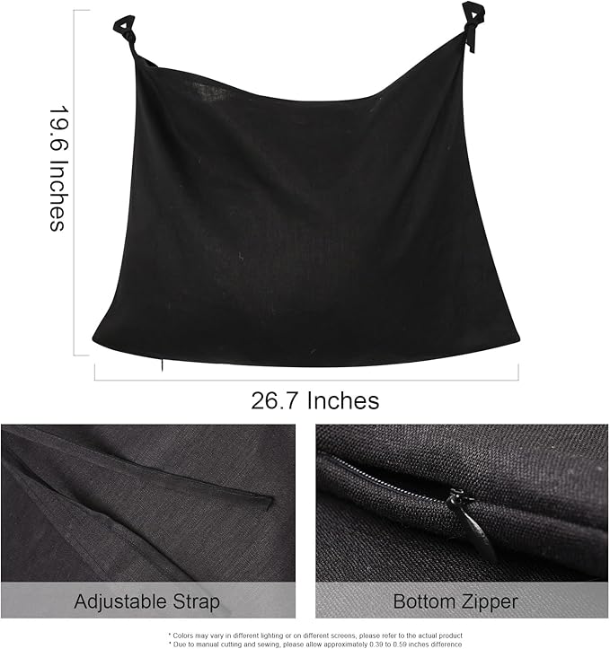 Hanging Linen Laundry Bag, 100% Pure Flax Linen Over The Door Hamper