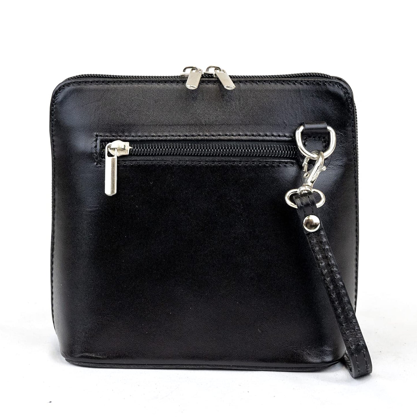 Small Vera Pelle Handbag Genuine Leather Cross Body Bag for Women Italian Mini Shoulder Bag Highquality Strap (Black)