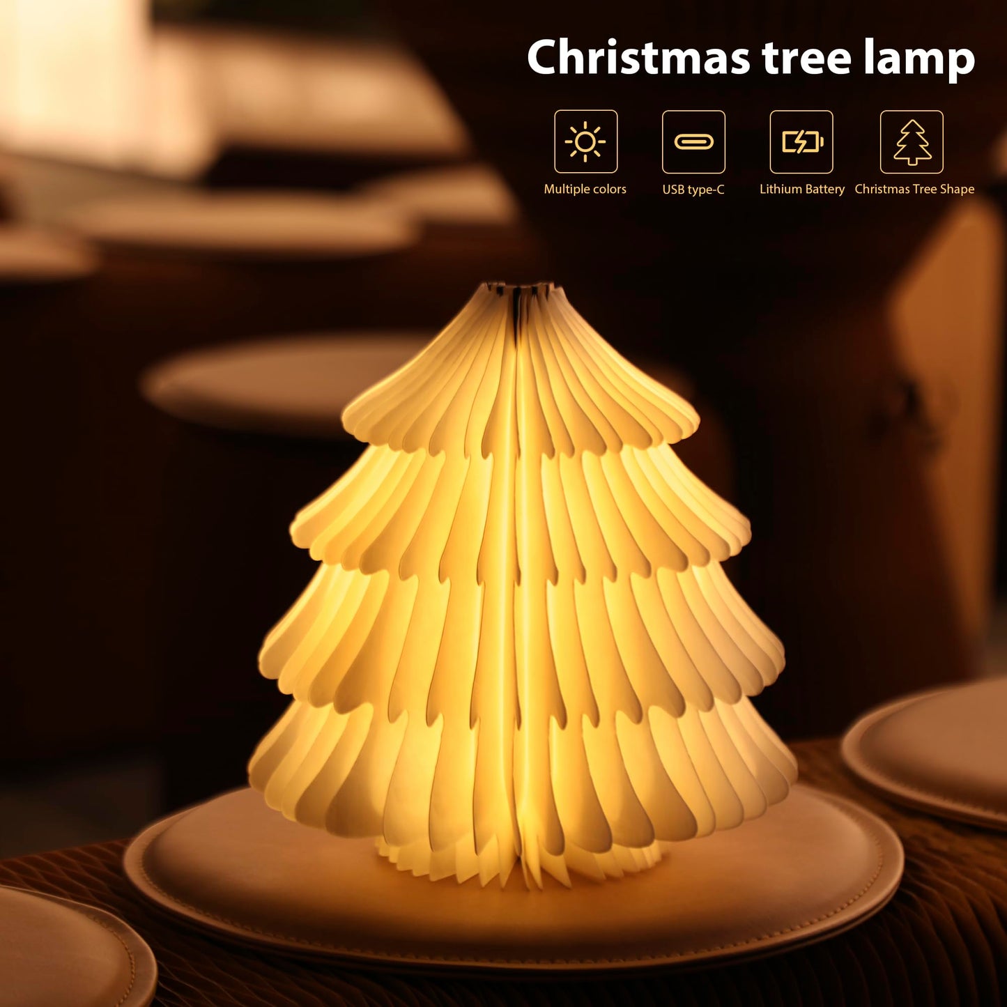 ZBOLE Christmas Tree Lamp,Folding Book lamp,Christmas Decorations with LED Lights,RGB Lighted Tree Lamp for Home Decor,Christmas Gifts(Walnut)