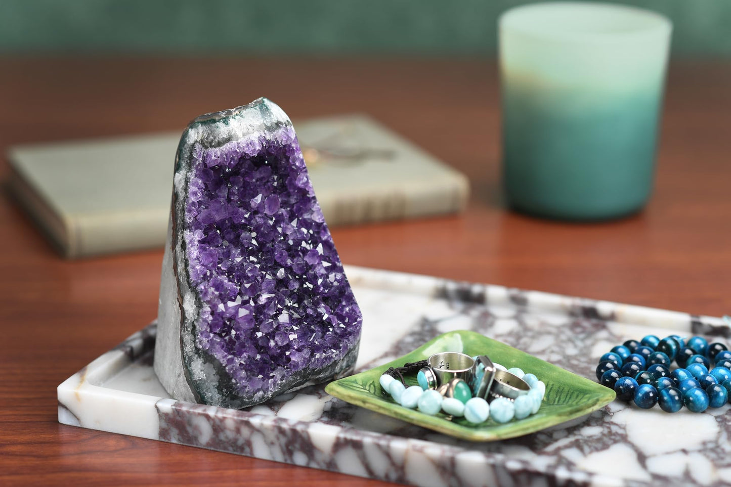 Extreme Rocks & Fossils Premium Amethyst Geode Stone Cluster [6 to 7 lb.] - Each Piece is Unique & Natural - Real Raw Healing Crystal Rock from Uruguay - Deep Purple Decoration