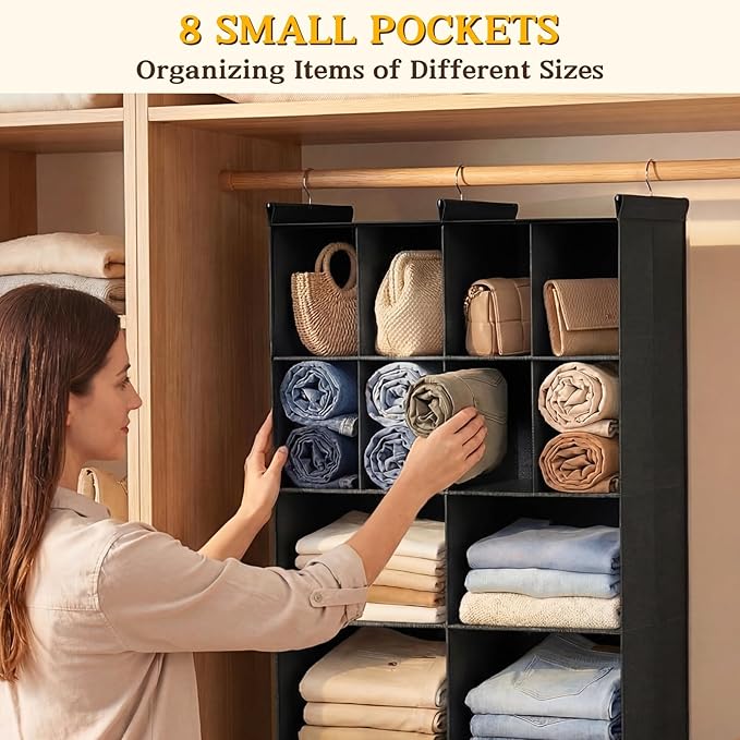 Ofiray-home 4 Tier Hanging Closet Organizer, 12 Compartments Sweater Organizer