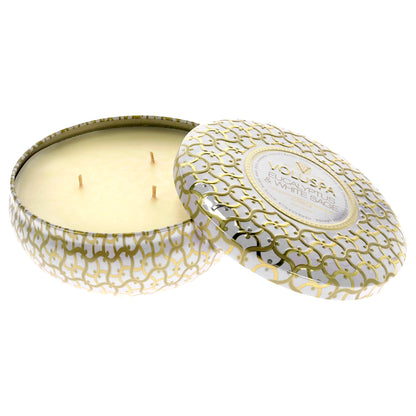 Voluspa Eucalyptus & White Sage, 3 Wick Tin Candle, 12 oz, 40 Hour Burn Time, Coconut Wax for Clean Burning, Handcrafted in the USA