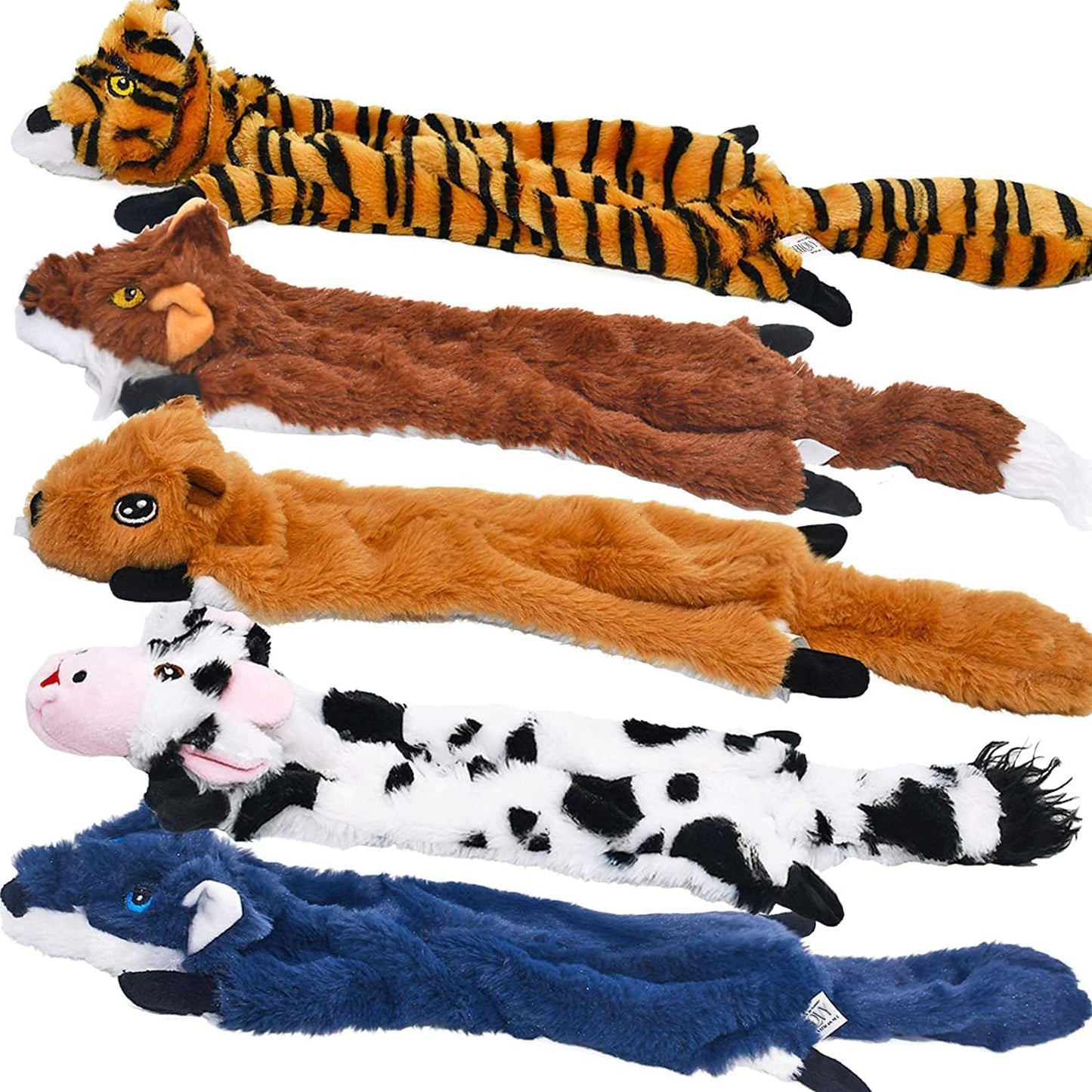 SHARLOVY Dog Squeaky Toys 5 Pack, Pet Crinkle Toy No Stuffing Animals Plush, Dog Chew for Large and Medium, Doggie Teething for Boredom
