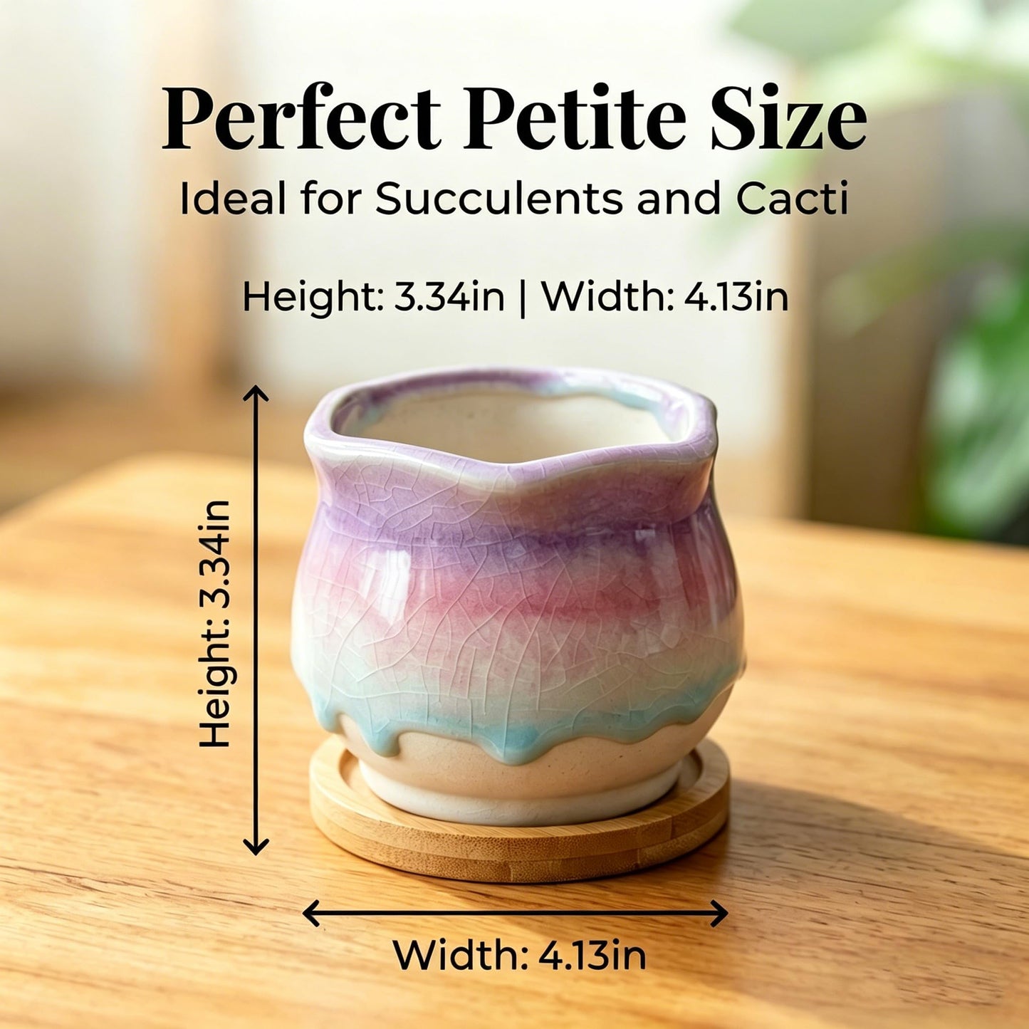 Togestar 6 Pack Ceramic Succulent Planters, 3.54" W × 3.35" H Gradient Crackle Glaze Flower Pots for Succulents, Cacti, Small Plants, Creative Gardening Decorative Planter Containers