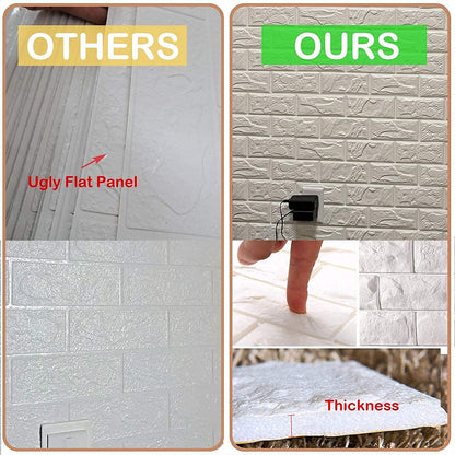 30 Pcs 3D Wall Panels, White Brick Printable 3D Wallpaper Stick and Peel, Self Adhesive Waterproof Foam Faux Brick Paneling for Bedroom, Bathroom, Kitchen, Fireplace (29.06 sq feet Coverage)