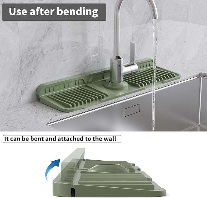 WAFT YEARN 17X5 Inch Silicone Durable Faucet Mat Kitchen Sink Splash Guard
