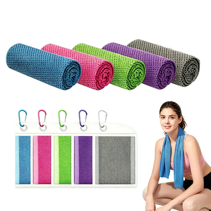 TIANMENSHAN Cooling Towels for Neck and Face, 5 Pack Soft Microfiber Gym Towel（40" X 12", Breathable Cooling Towels for Hot Weather, Gym Yoga Sports Workout Sweat Towels for Men Women Kids