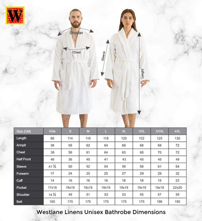 Westlane Linens 100% Egyptian Cotton Terry Toweling Bathrobe with complimentary Slippers, Hotel & Spa Quality Unisex Dressing Gown Bath Robes for Men & Women