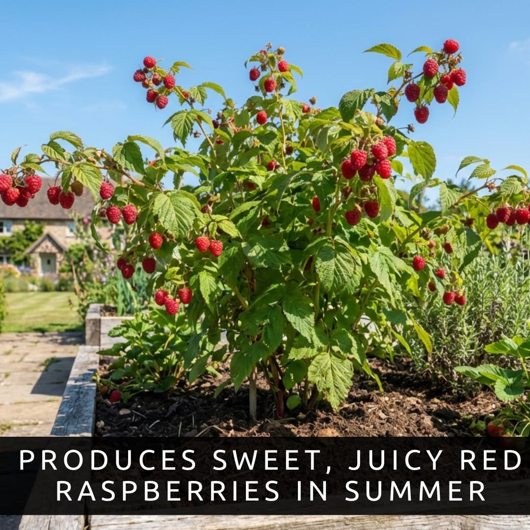 Live Raspberry Plants for Planting – Premium Bare Root Berry Bushes – Sweet Red Raspberries – Cold Hardy, Fast Growing Fruit Plants for Outdoor Garden – High Yield Perennial Canes
