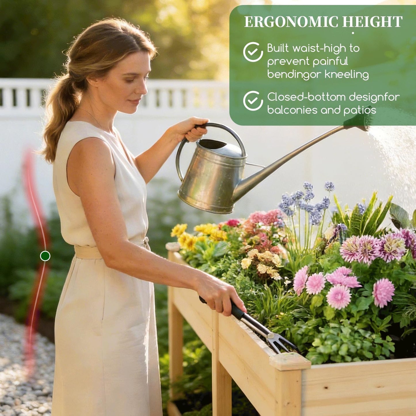 ZIENLIFE Wood Raised Garden Bed, 72x24x30in Elevated Wooden Planter Box with Legs Standing Growing Bed for Backyard, Patio, Balcony with Bed Liner, 200 Pound Capacity 3PCS