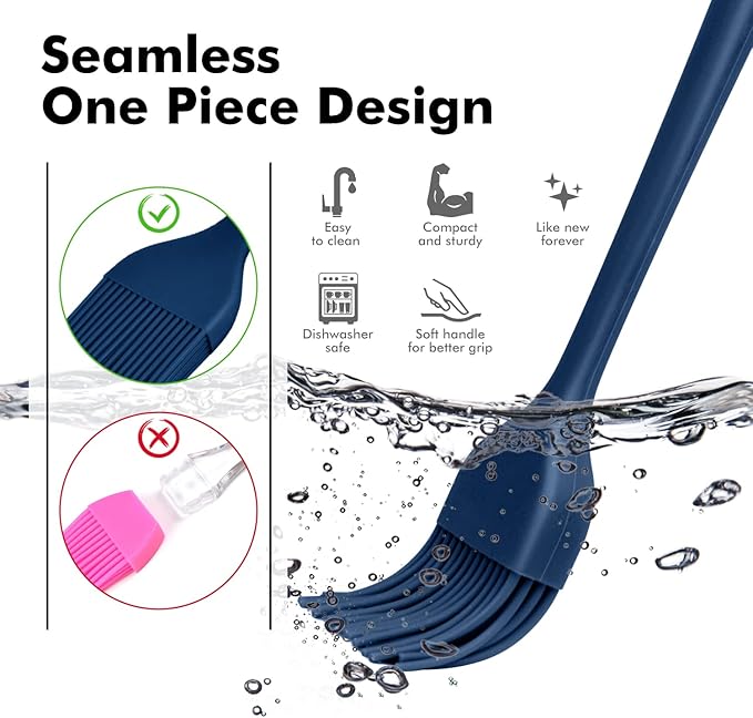 HOTEC 2 pieces Set Basting Brushes Silicone Heat Resistant Pastry Brushes
