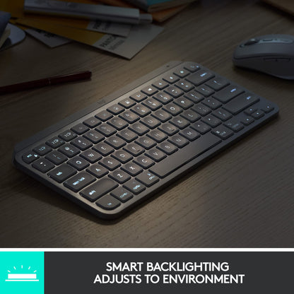 Logitech MX Keys S Wireless Keyboard, Low Profile, Fluid Precise Quiet Typing, Programmable Keys, Backlighting, Bluetooth, USB C Rechargeable, for Windows PC, Linux, Chrome, Mac - Graphite