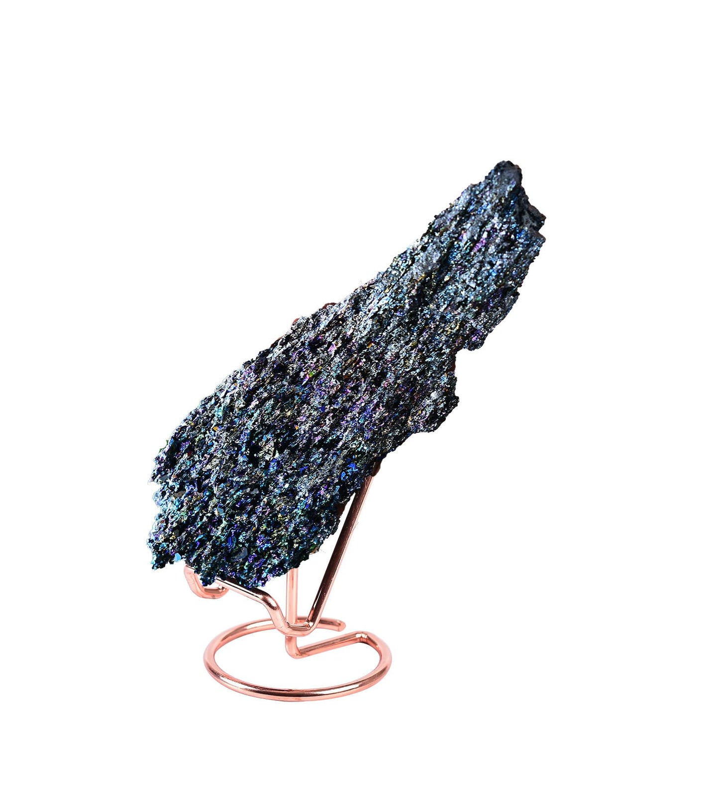 AMOYSTONE Natural Raw Carborundum (Rainbow) Heavy 2-2.8 lb Mineral Collection for Home Office Shelf Decor & Gift for Crystal Enthusiasts with Holder