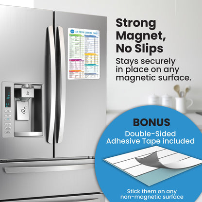 Air Fryer Magnetic Cheat Sheet Set - Air Fryer Accessories Cookbook - As Seen on the Today Show an Easy to Use AirFryer Time Chart Set - Strong Magnet Quick Reference Cooking Guide for Frying (Black)