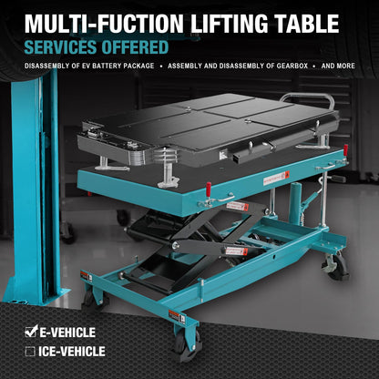 Big RED ATDP10001R Torin 1-Ton Battery Lift Table: Hydraulic Platform for Safe EV/Hybrid Battery Removal & Repair, Insulated Adjustable Tray, Dual Cylinder