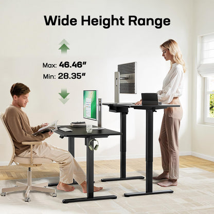 Marsail Electric Standing Desk Adjustable Height, 63 inch Large Standing Desk with Deeper Tabletop & 4 Memory Presets, One Piece Standing Desk for Home Office & Computer Workstation, Black,2 Packages