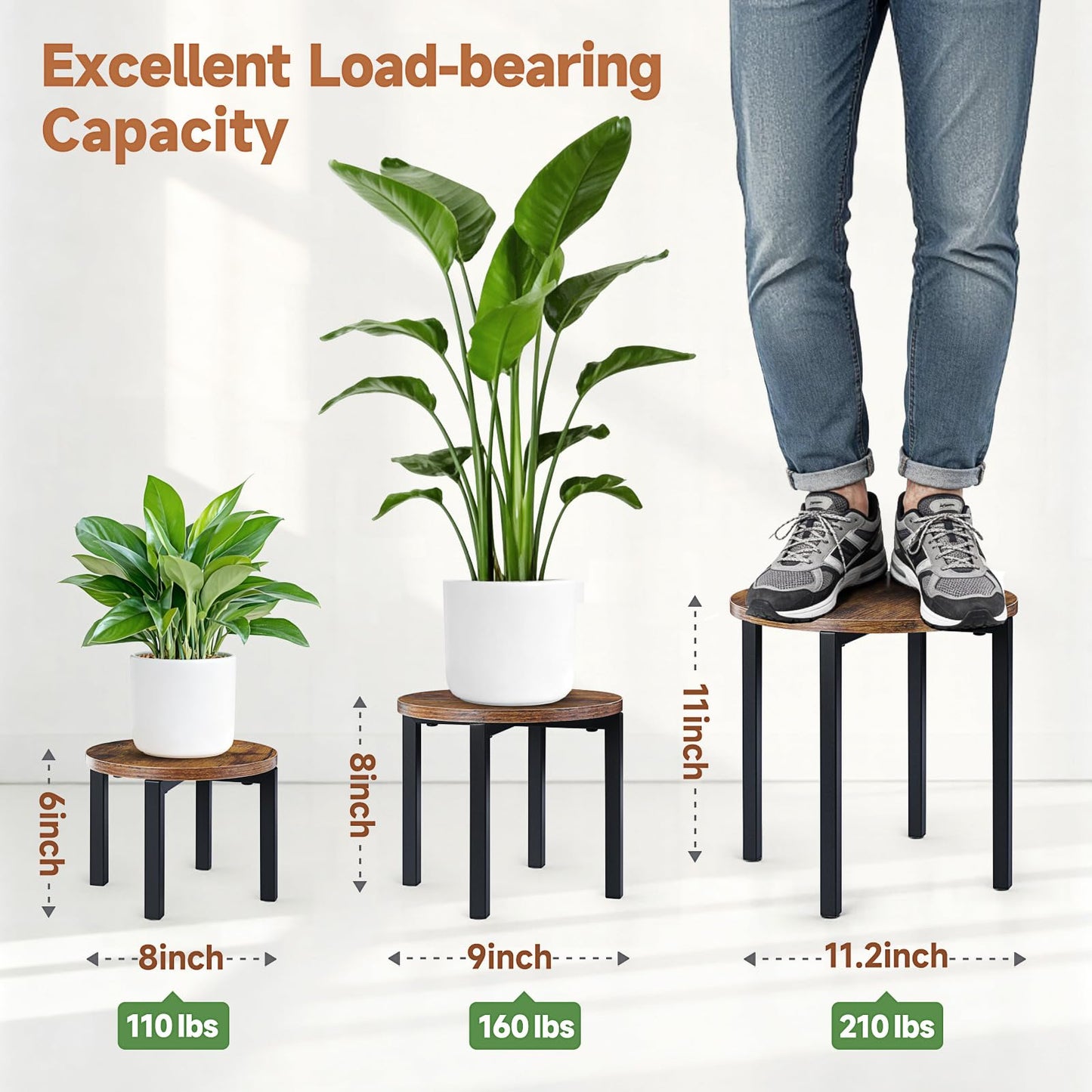 Amaoot 3-Pack Plant Stands Indoor, Plant Flower Display Shelf, Heavy Duty Flower Pot Stands for Multiple Plant Fits Living Rooms, Balconies, Offices(Fits 5" -12" Pots)