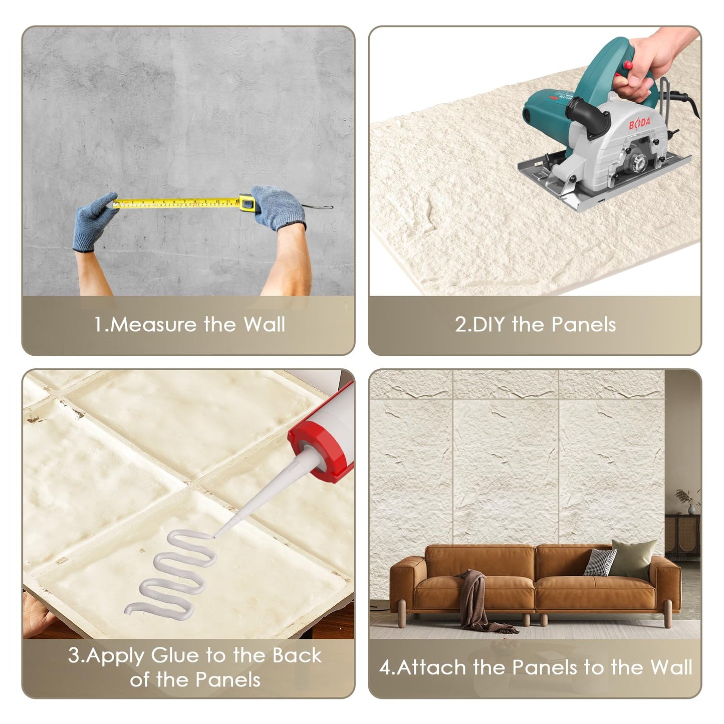 Artbrix 5-Pack 3D Faux Stone Wall Panels, PU Cement-Texture Wainscoting Panels for Interior Walls – Waterproof & Lightweight, Covers 38.7 Sq.Ft, 47.2" x 23.6", for TV Wall, Office, Living Room,White