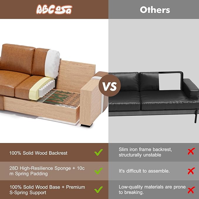 ABCASA Loveseat Set of 2, Living Room Furniture Set, Oversized Faxu Leather Sofa