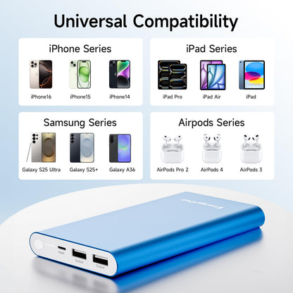Pilot 4GS Portable Charger 12000mAh Fast Charging Power Bank Dual 3A High-Speed Output Battery Pack Compatible with iPhone 16 15 14 13 12 11 and More (Rose Gold)