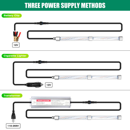 HUSUKU FS0-2 LED Underwater Fishing Light, 12V & 110V, 200W 20,000LM Super Bright, 16inch 16.4ft Cable, IP68 Submersible, Green Fish Attractor Lamp for Snook Crappie Squid Shrimp Night Fishing