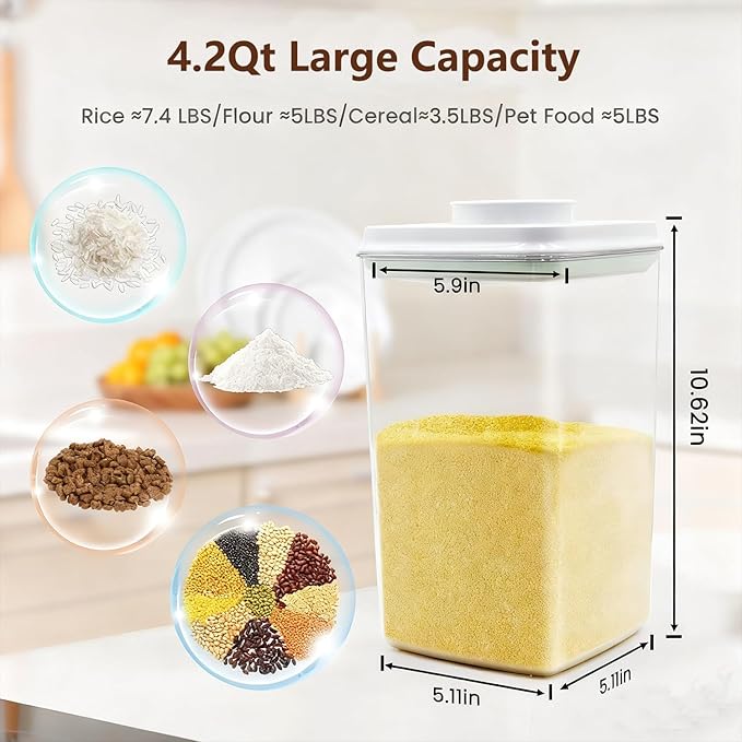 4 Pcs Large Pop Airtight Food Storage Containers Set