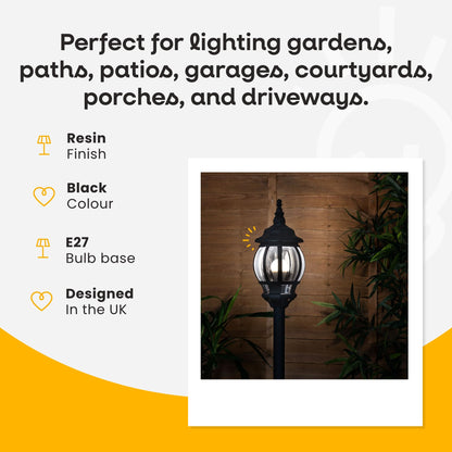 MiniSun | Modern Black Bollard Lamp Post Light | Post Lights, Home Décor & Improvement Essential