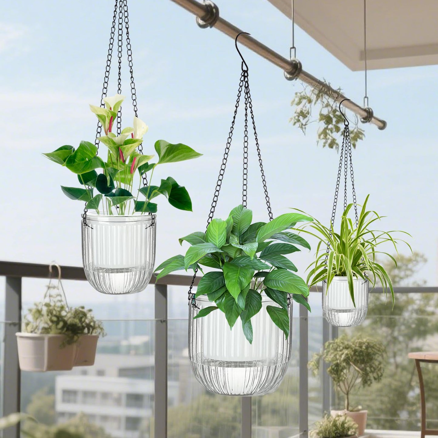 JxyHauteresce Self-Watering Hanging Planter for Indoor Plants - Easy Care, Long Lasting - Perfect for Herbs, Succulents, and More (White Transparent)
