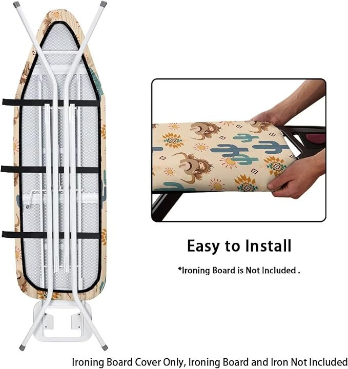 Sprowallow Cactus Cow Ironing Board Cover Stain Resistant Standard Size 15x54
